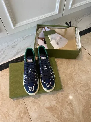 Gucci GG Marmont Sneaker Navy Blue White Green Red Lifestyle Sneakers 7