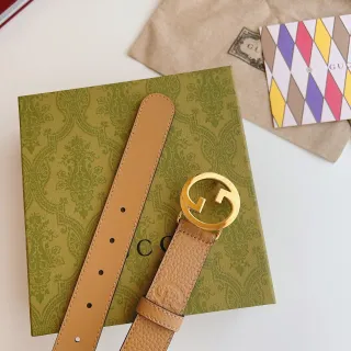 Gucci GG Marmont Tan Pebbled Leather Belt
