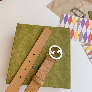 Gucci GG Marmont Tan Pebbled Leather Belt