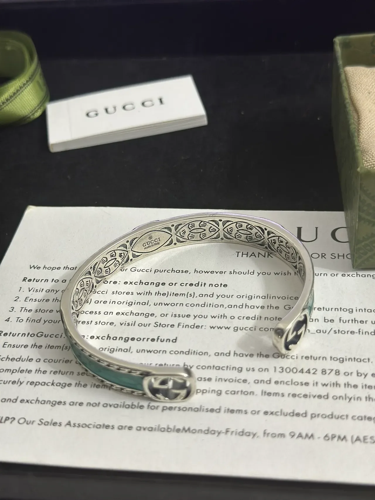 Gucci GG Marmont Turquoise Enamel Open Cuff Bracelet 3