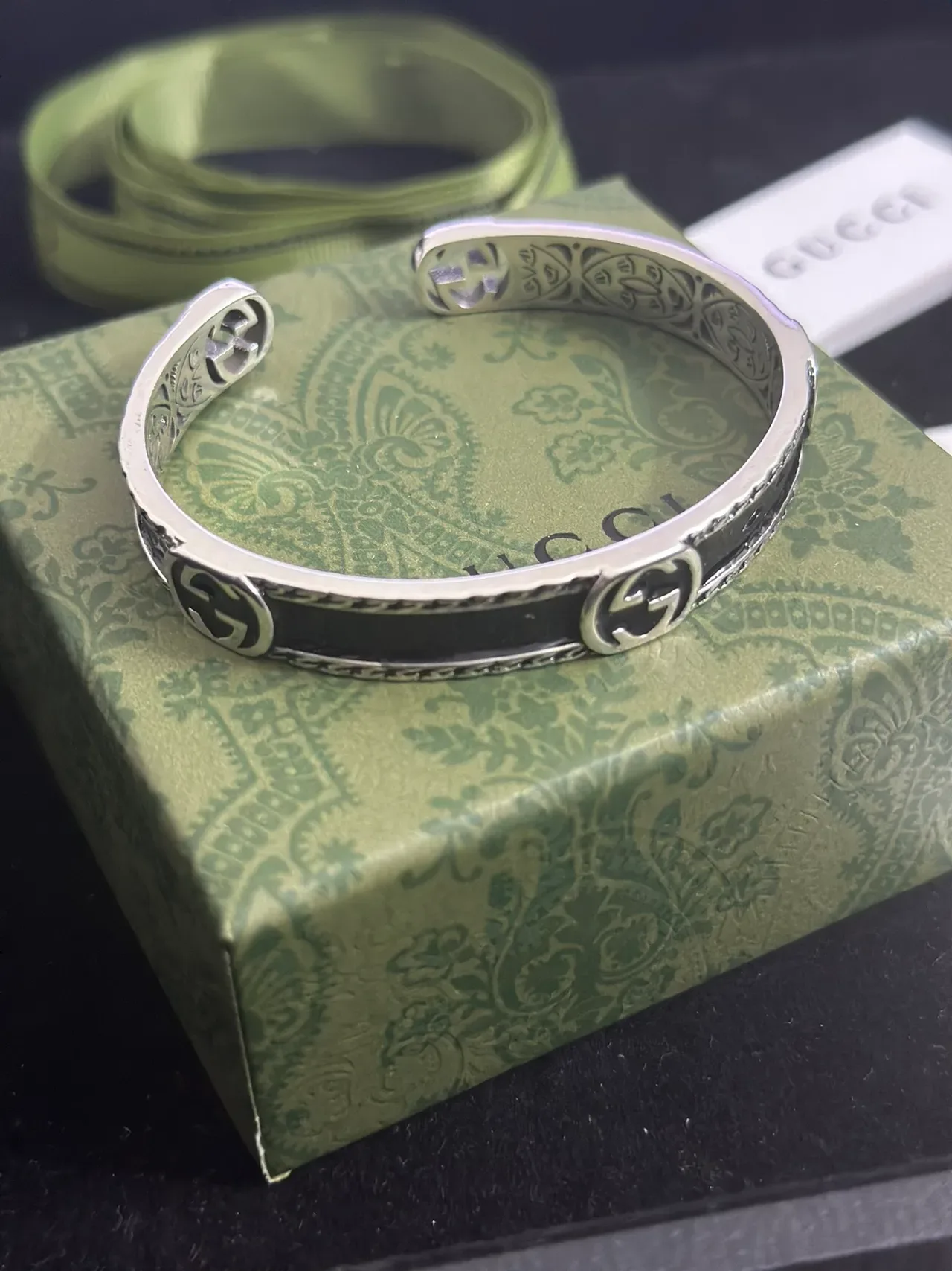 Gucci GG Marmont Turquoise Enamel Open Cuff Bracelet 8