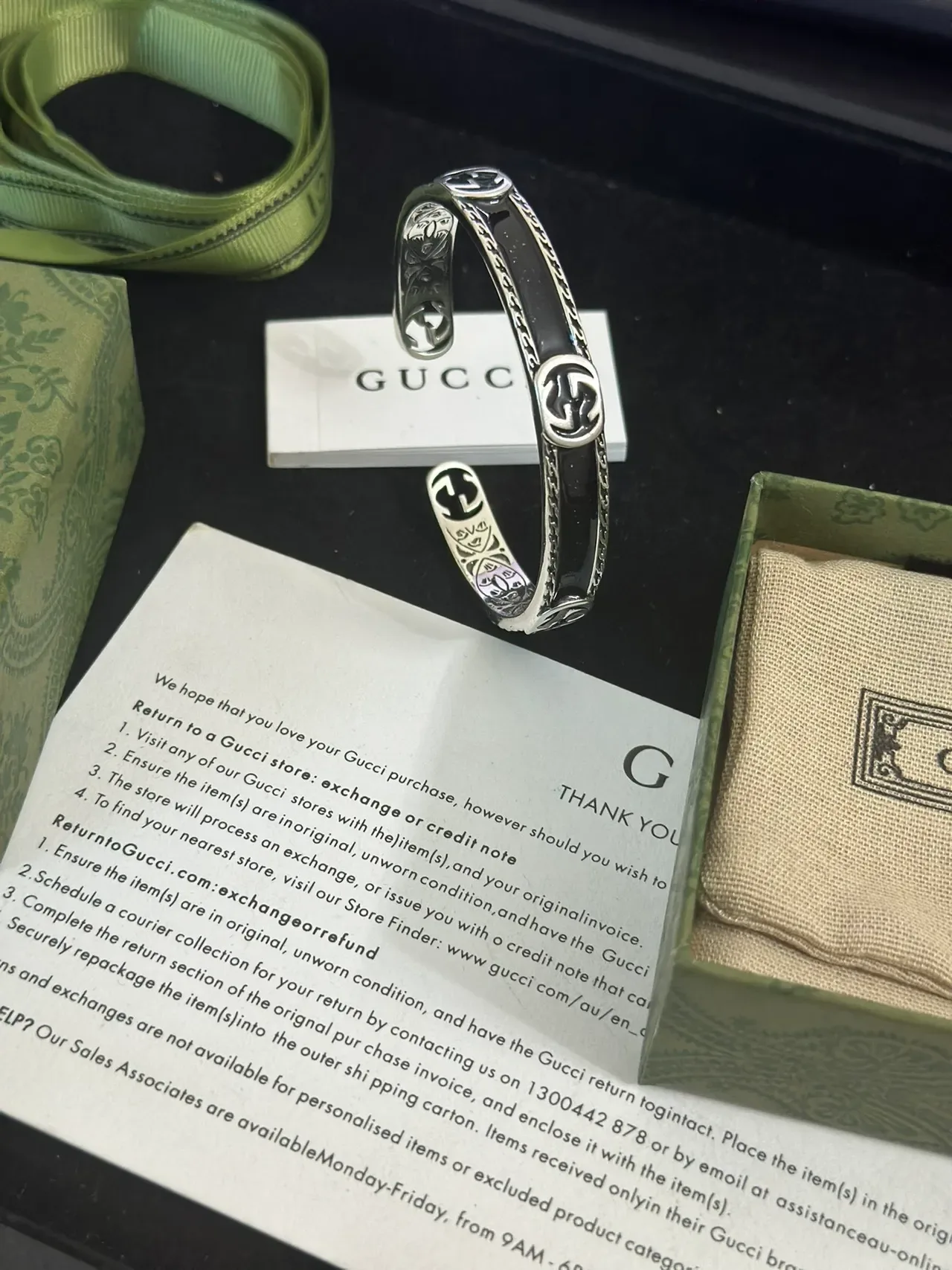 Gucci GG Marmont Turquoise Enamel Open Cuff Bracelet 9
