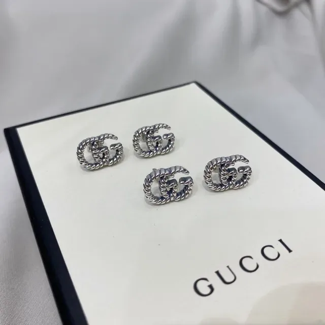 Gucci GG Marmont Twisted Rope Double G Stud Earrings 2
