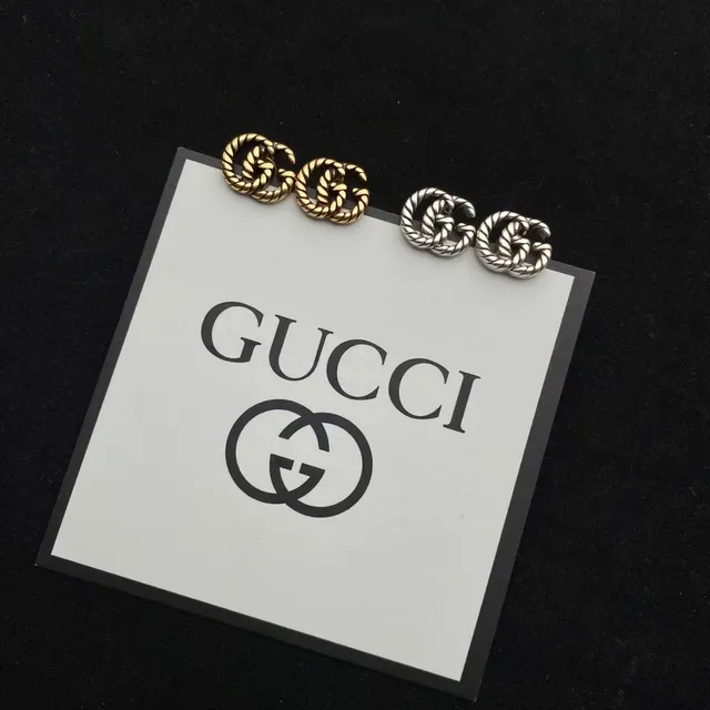 Gucci GG Marmont Twisted Rope Interlocking G Stud Earrings 2