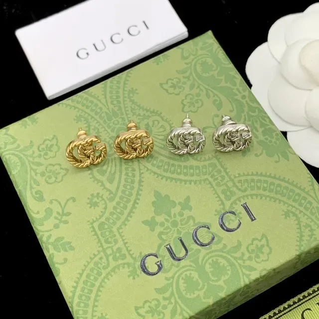 Gucci GG Marmont Twisted Rope Interlocking G Stud Earrings 3