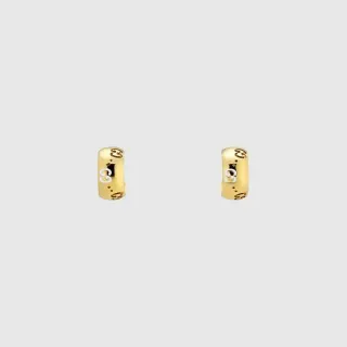 Gucci GG Motif Gold-Tone Enamel Hoop Earrings