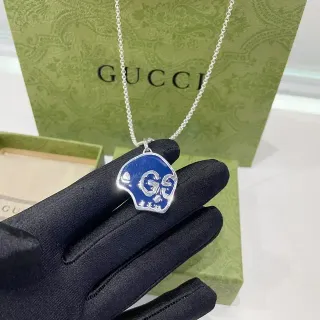 Gucci GG Skull Enamel Pendant Necklace