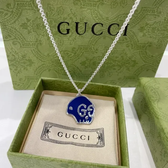 Gucci GG Skull Enamel Pendant Necklace 2