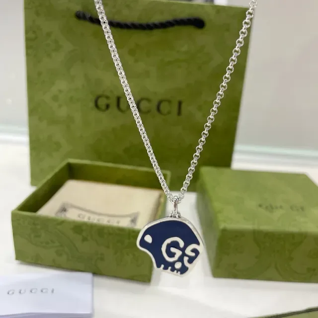 Gucci GG Skull Enamel Pendant Necklace 3