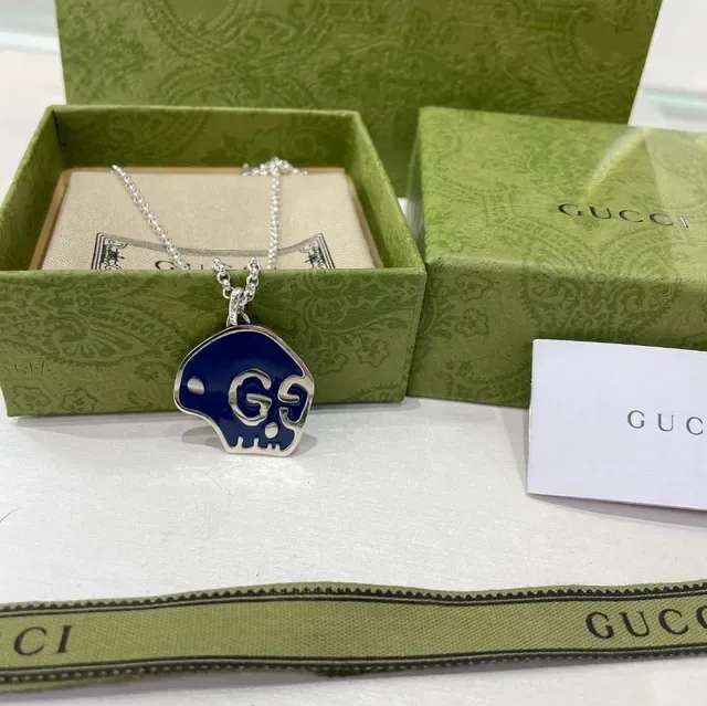 Gucci GG Skull Enamel Pendant Necklace 5