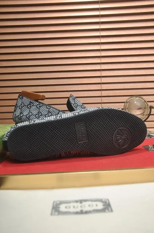 Gucci Gray Black GG Monogram Canvas Pointed Toe Loafer 3