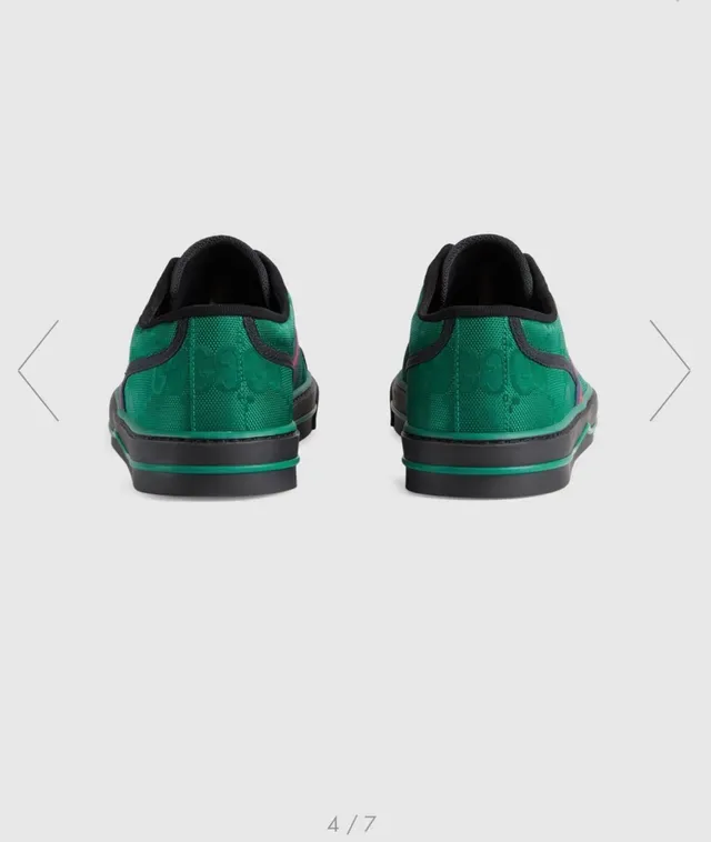 Gucci Green Black Monogrammed Textile Upper Web Stripe Accent Lifestyle Sneakers 3