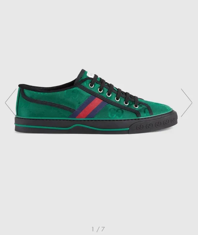 Gucci Green Black Monogrammed Textile Upper Web Stripe Accent Lifestyle Sneakers 4