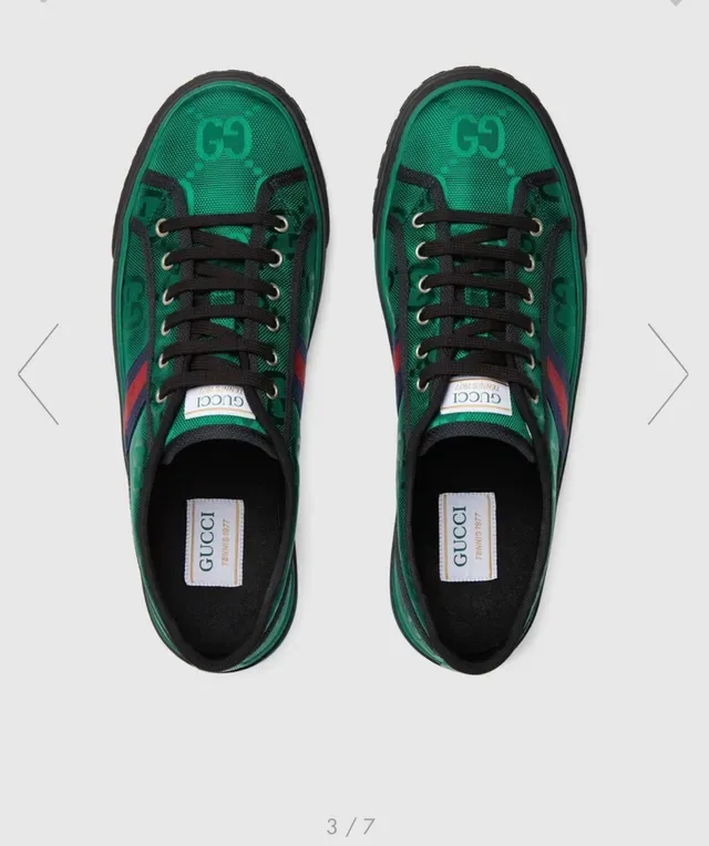 Gucci Green Black Monogrammed Textile Upper Web Stripe Accent Lifestyle Sneakers 5