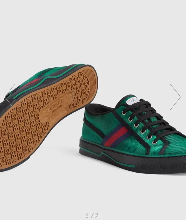 Gucci Green Black Monogrammed Textile Upper Web Stripe Accent Lifestyle Sneakers 6