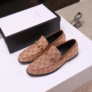 Gucci Horsebit 1955 Beige and Red Monogram Loafers