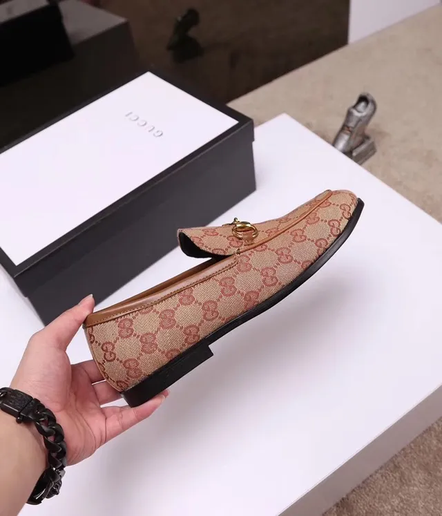 Gucci Horsebit 1955 Beige y Rojo Monogram Mocasines 6
