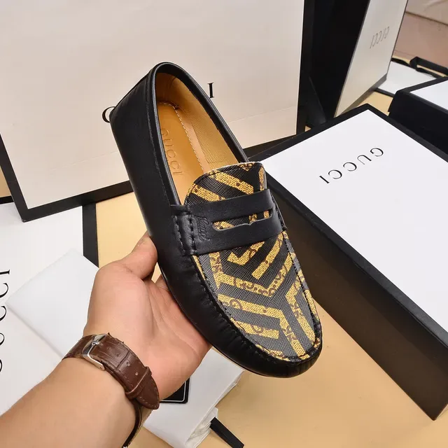 Gucci Horsebit 1955 Black and Gold GG Monogram Loafers 4