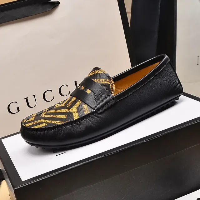 Gucci Horsebit 1955 Black and Gold GG Monogram Loafers 6