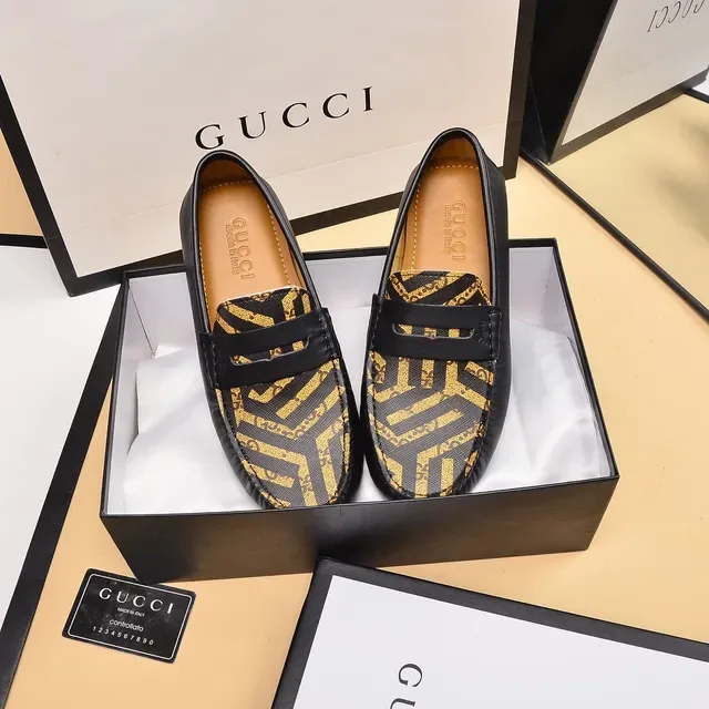 Gucci Horsebit 1955 Black and Gold GG Monogram Loafers 8