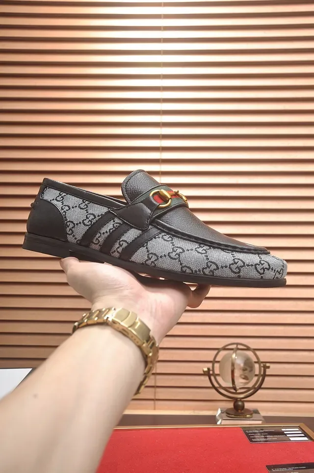 Gucci Horsebit 1955 أسود ورمادي GG Monogram مكاسين 4