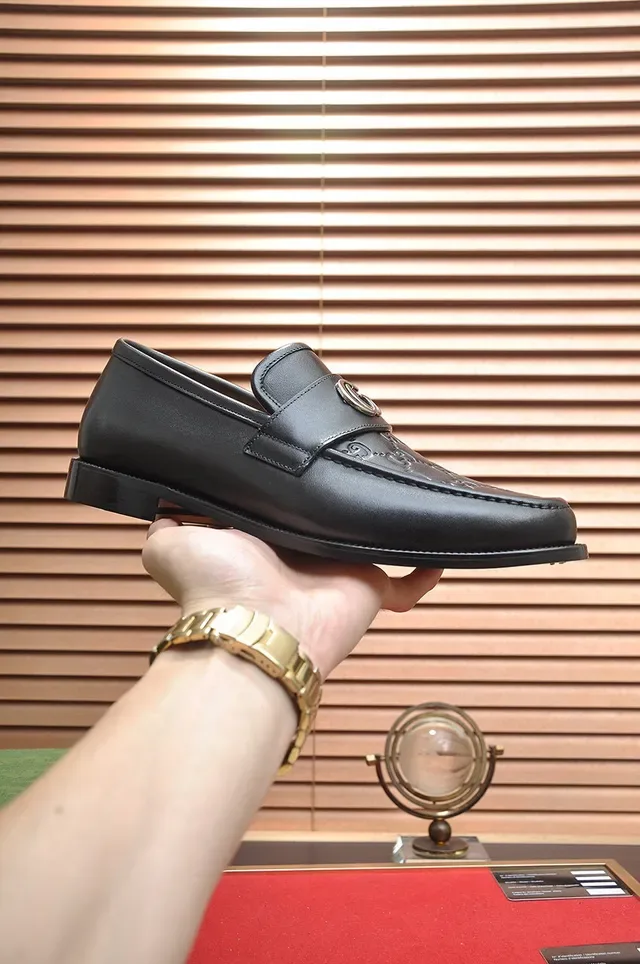 Gucci Horsebit 1955 Black GG Monogram Loafers 7