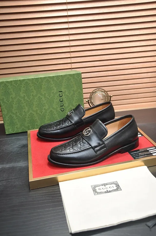 Gucci Horsebit 1955 Black GG Monogram Loafers 8