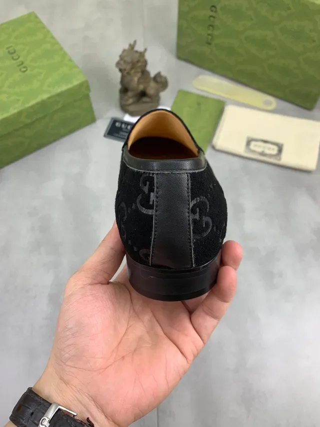 Gucci Horsebit 1955 أسود GG مونوغرام مخمل موسين 3