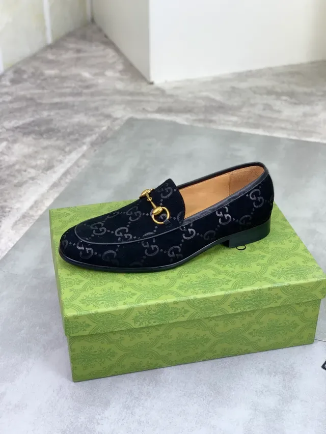 Gucci Horsebit 1955 أسود GG مونوغرام مخمل موسين 4