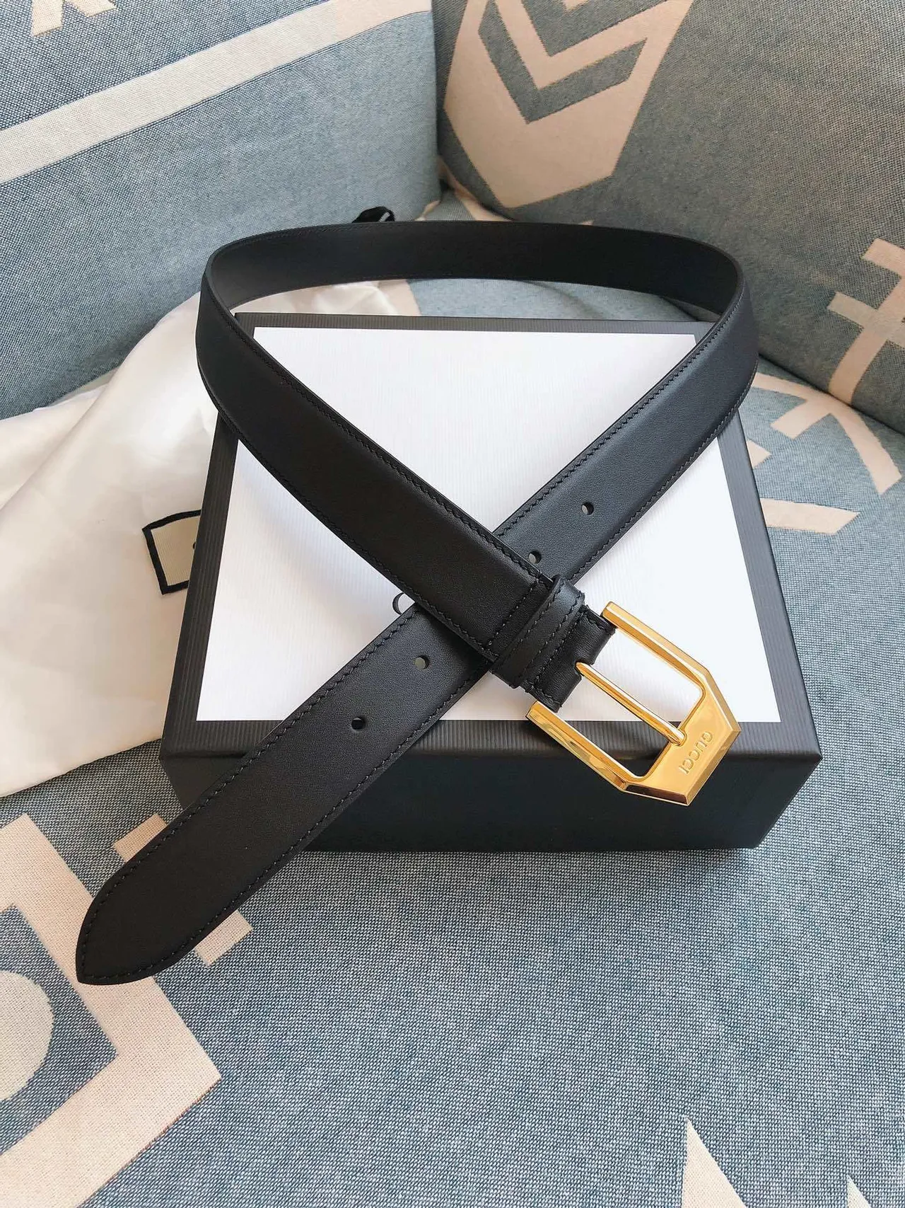 Gucci Horsebit 1955 Black Gold Hexagonal Buckle Smooth Leather Belt 3