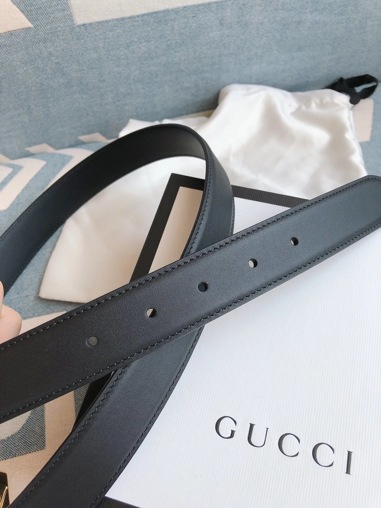 Gucci Horsebit 1955 Black Gold Hexagonal Buckle Smooth Leather Belt 4