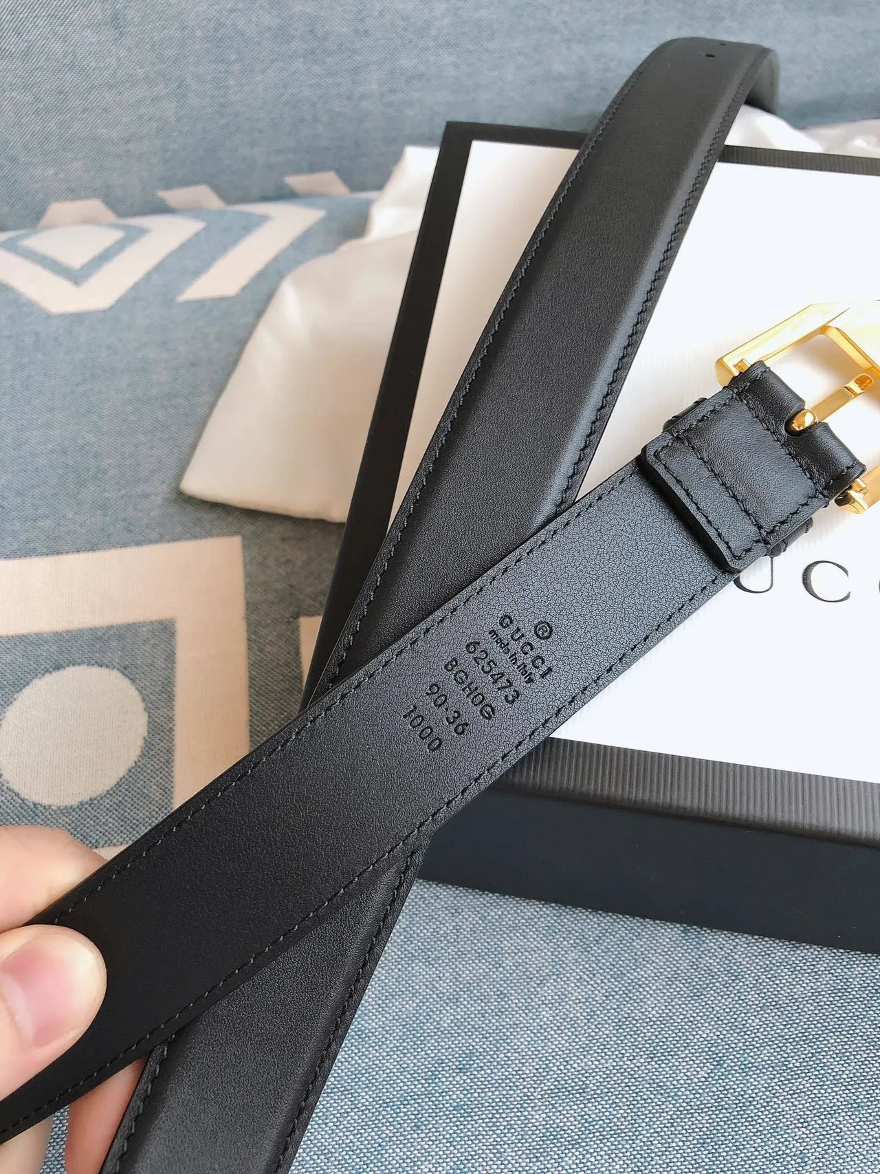Gucci Horsebit 1955 Black Gold Hexagonal Buckle Smooth Leather Belt 5