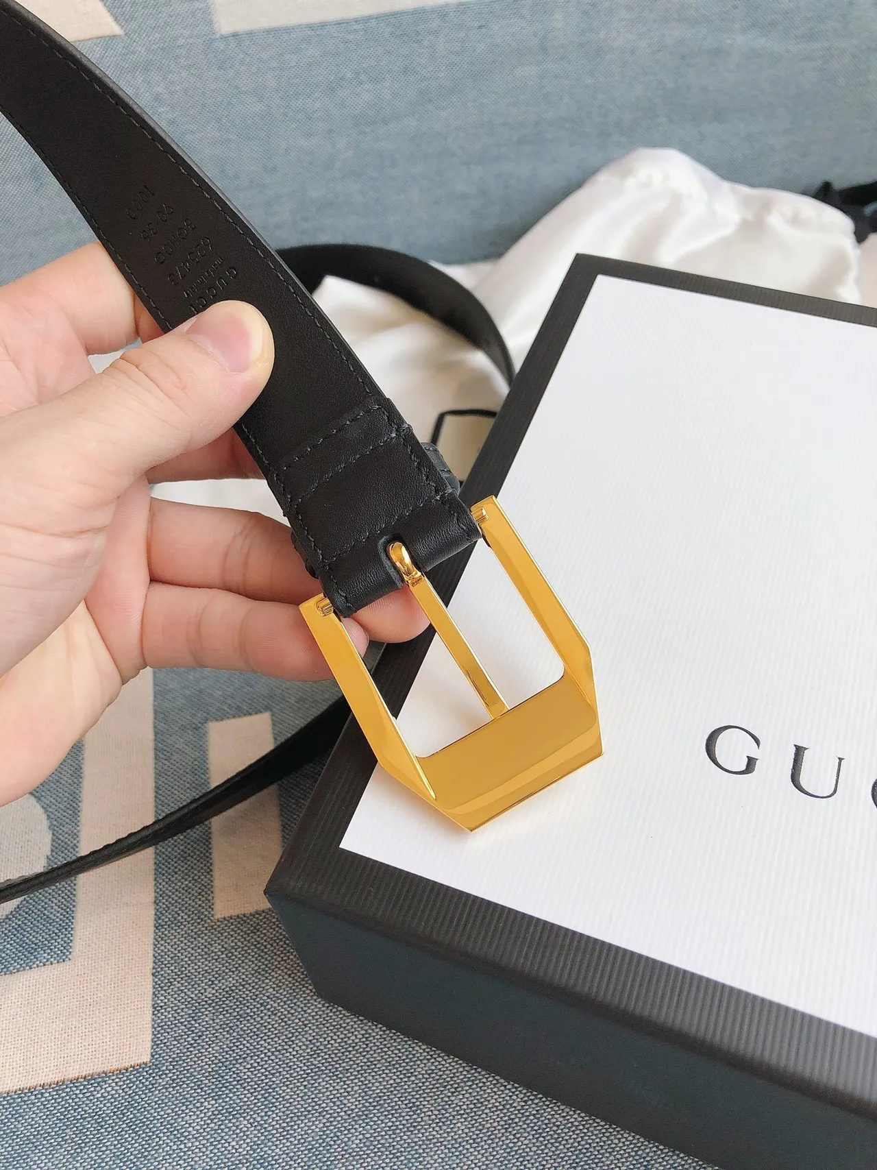 Gucci Horsebit 1955 Black Gold Hexagonal Buckle Smooth Leather Belt 6