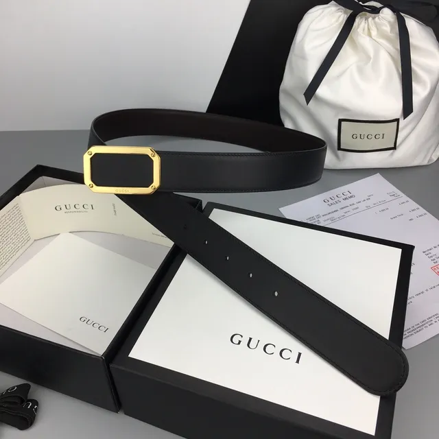 Gucci Horsebit 1955 Black Gold Smooth Octagonal-Frame Rectangular Buckle Leather Belt 2
