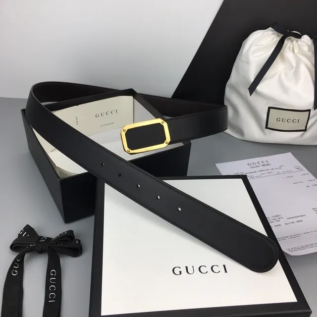 Gucci Horsebit 1955 Black Gold Smooth Octagonal-Frame Rectangular Buckle Leather Belt 4