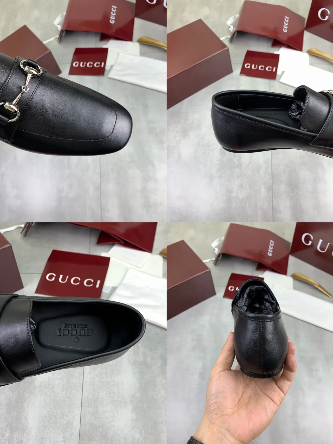 Gucci Horsebit 1955 Mocassins en cuir noir à bout carré 2