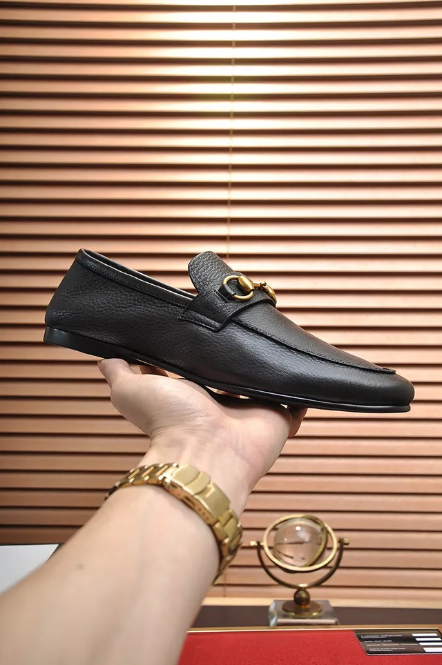 Gucci Horsebit 1955 Black Pebbled Leather Loafers 7