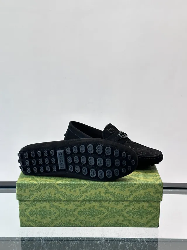 Gucci Horsebit 1955 Black Suede GG Monogram Loafers 2
