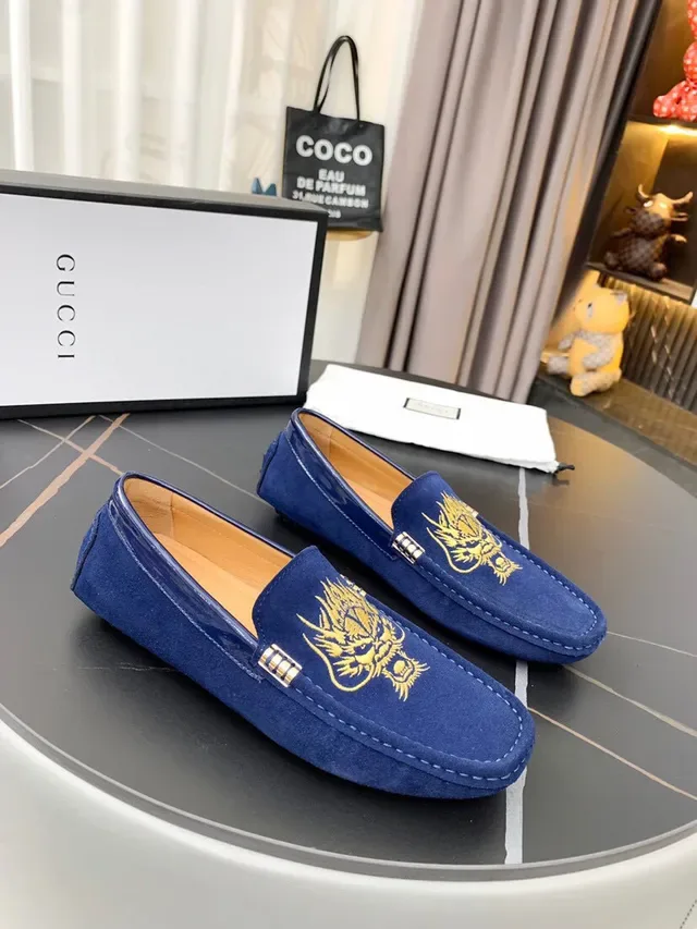 Gucci Horsebit 1955 Blue Embroidered Dragon Loafers 3