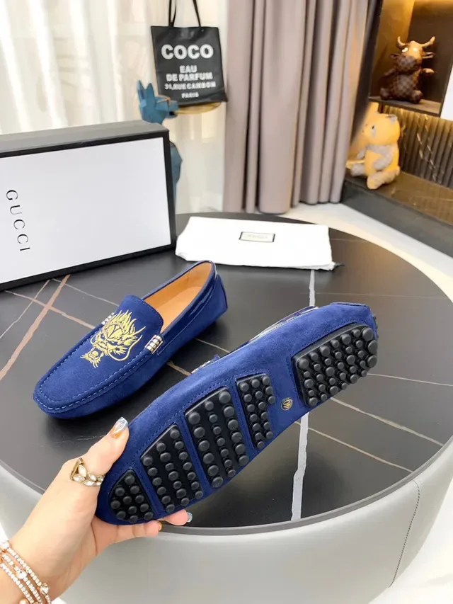 Gucci Horsebit 1955 Blue Embroidered Dragon Loafers 4