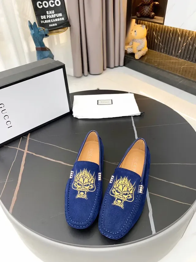 Gucci Horsebit 1955 Blue Embroidered Dragon Loafers 6