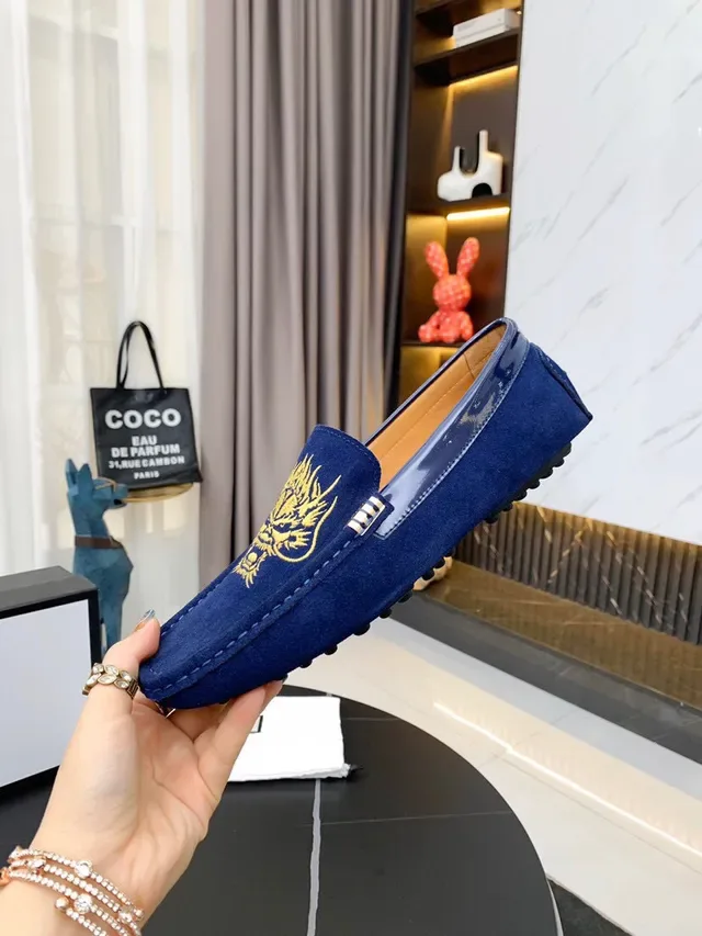 Gucci Horsebit 1955 Blue Embroidered Dragon Loafers 8