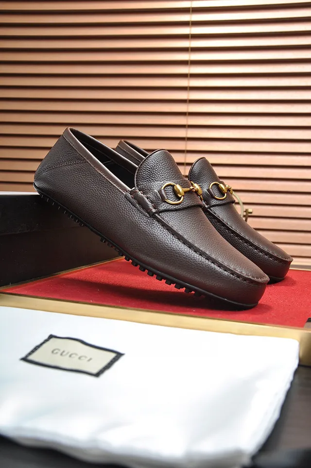 Gucci Horsebit 1955 Brown Pebbled Leather Loafer 8