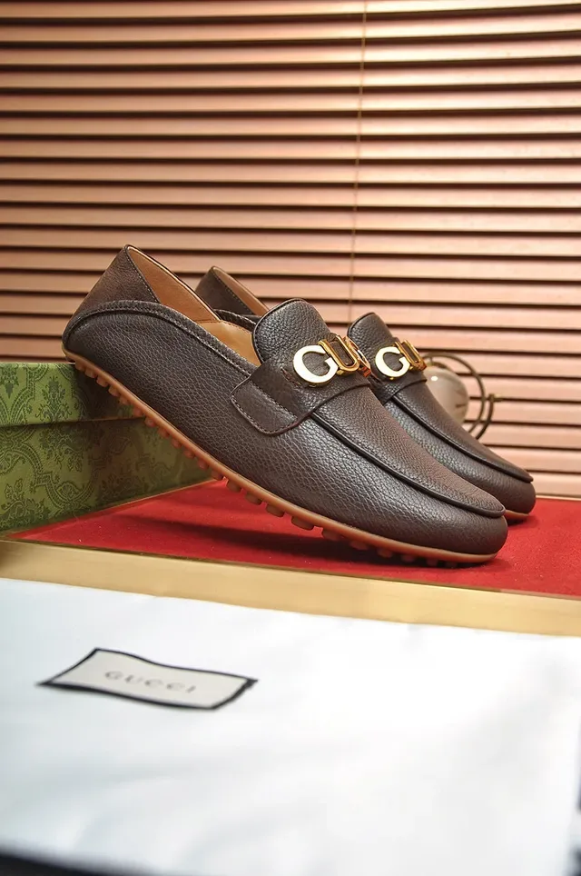 Gucci Horsebit 1955 Brown Pebbled Leather Loafers 6