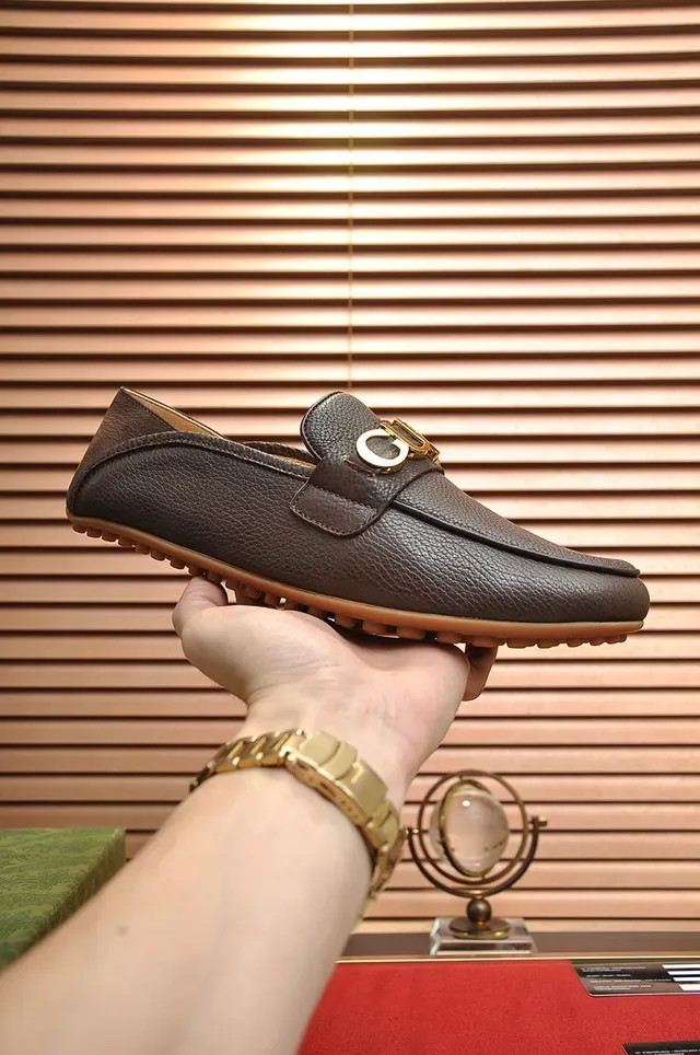 Gucci Horsebit 1955 Brown Pebbled Leather Loafers 8