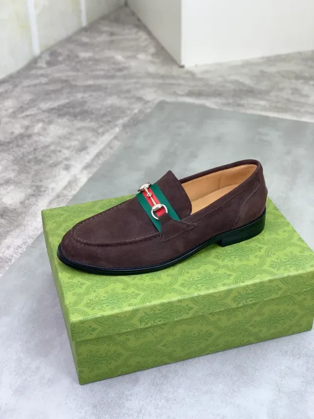 Gucci Horsebit 1955 Brown Suede Web Stripe Loafers 4