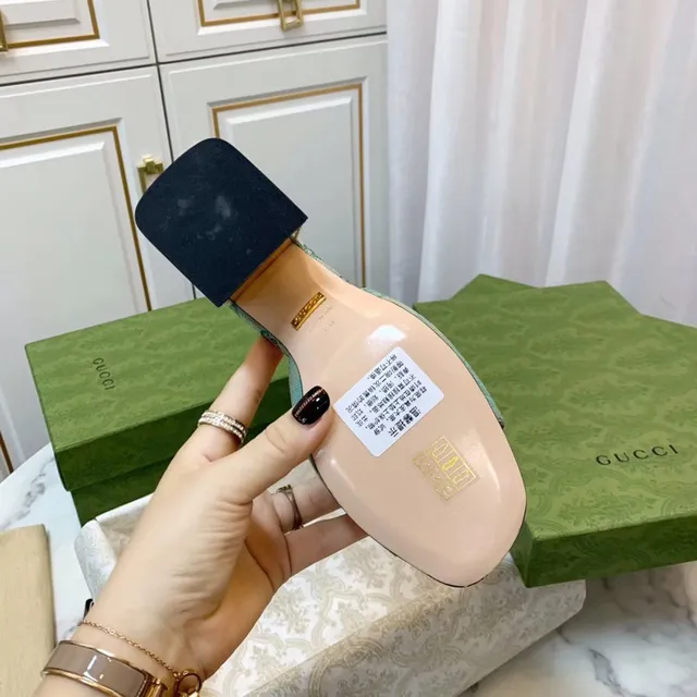 Gucci Horsebit 1955 Verde Ouro GG Monograma Lona Fivela Sandálias Casual 6