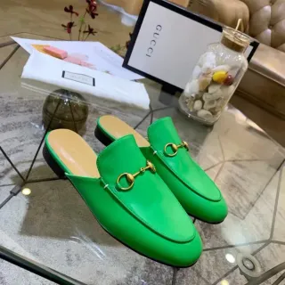 Gucci Horsebit 1955 Green Leather Mule Loafers