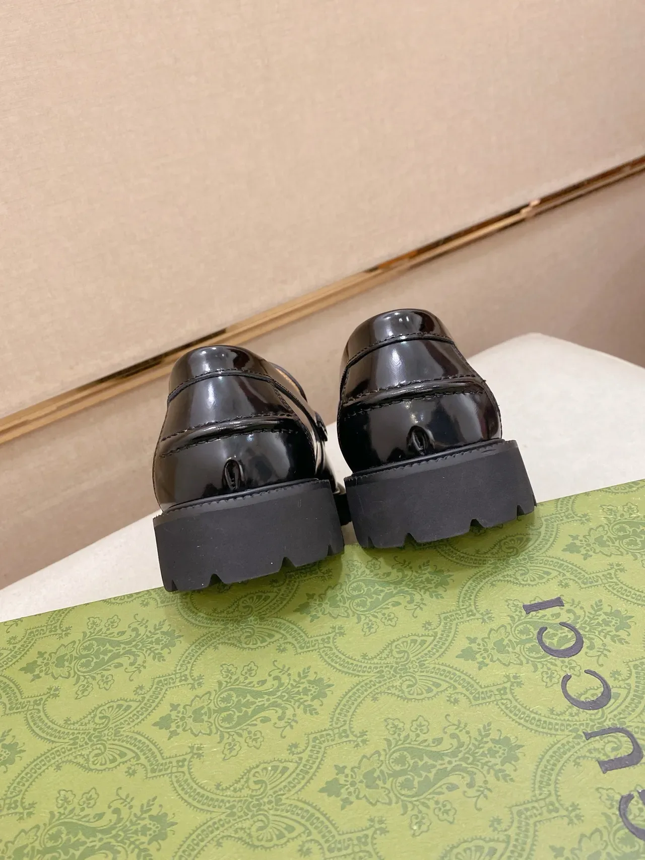 Gucci Horsebit 1955 Loafer Black Patent Leather Lug Sole Loafers 4