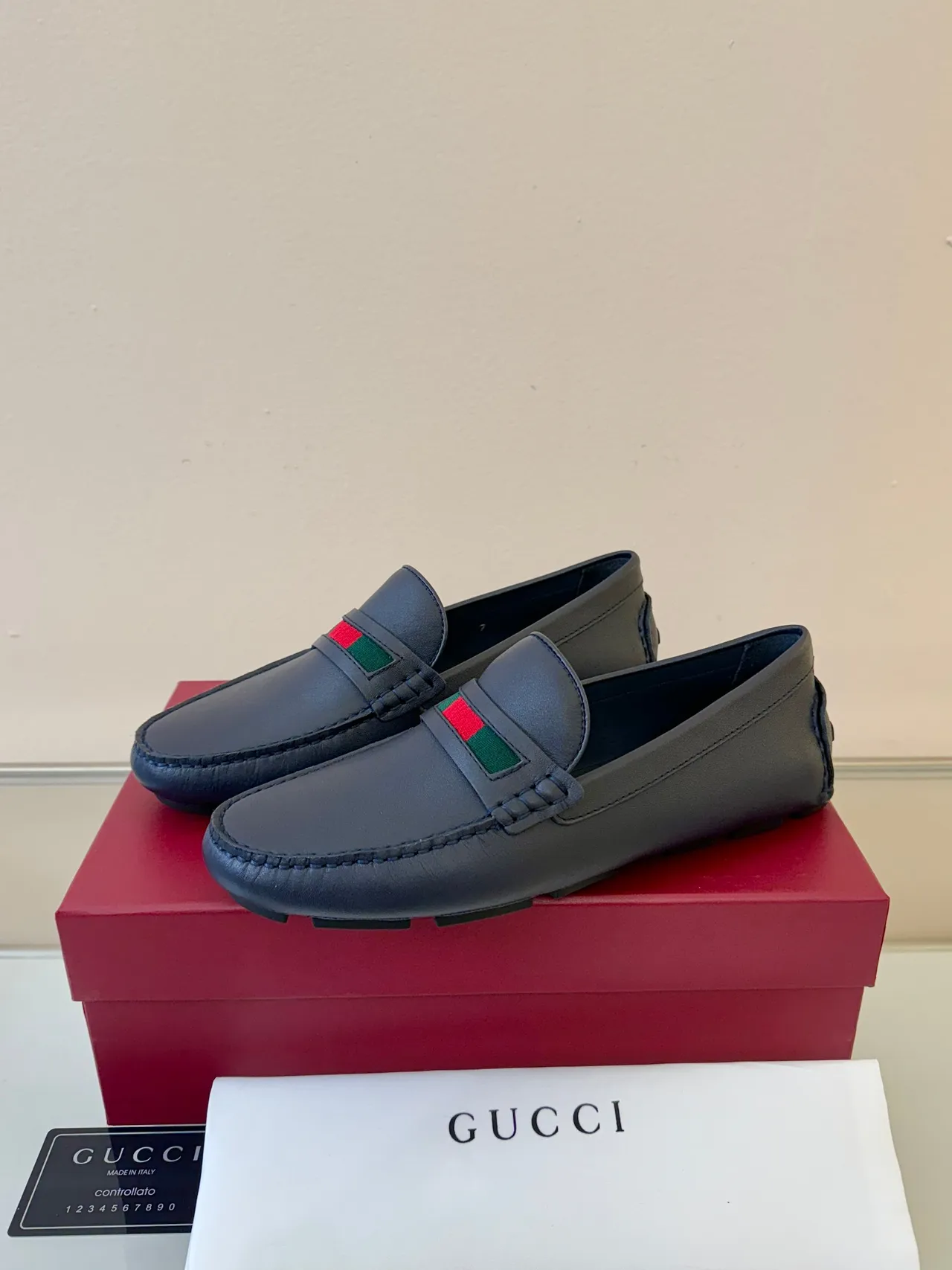 Gucci Horsebit 1955 Mocassins en Cuir Bleu Marine 2